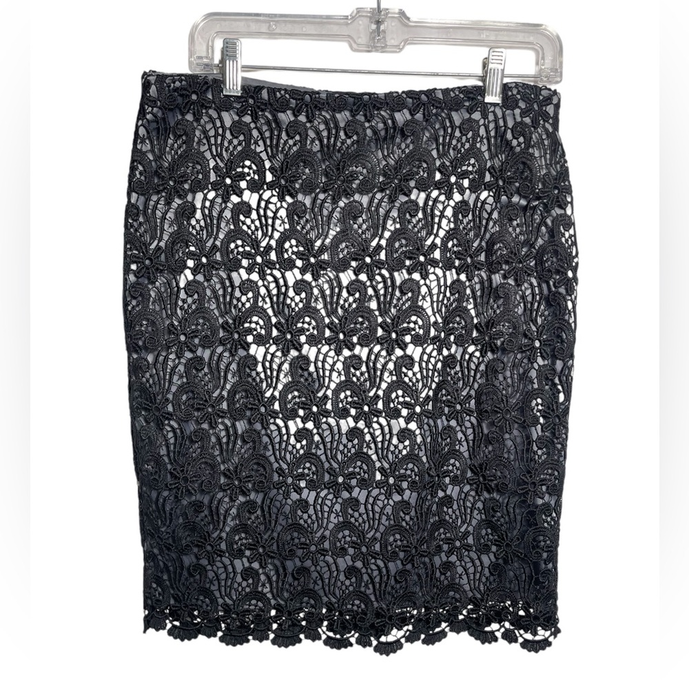 Ann Taylor skirt size 10 stunning black lace skirt with silver lining 🩶🖤🩶